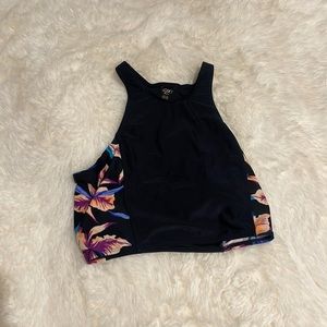Roxy, adult medium , black orange and colorful flowers